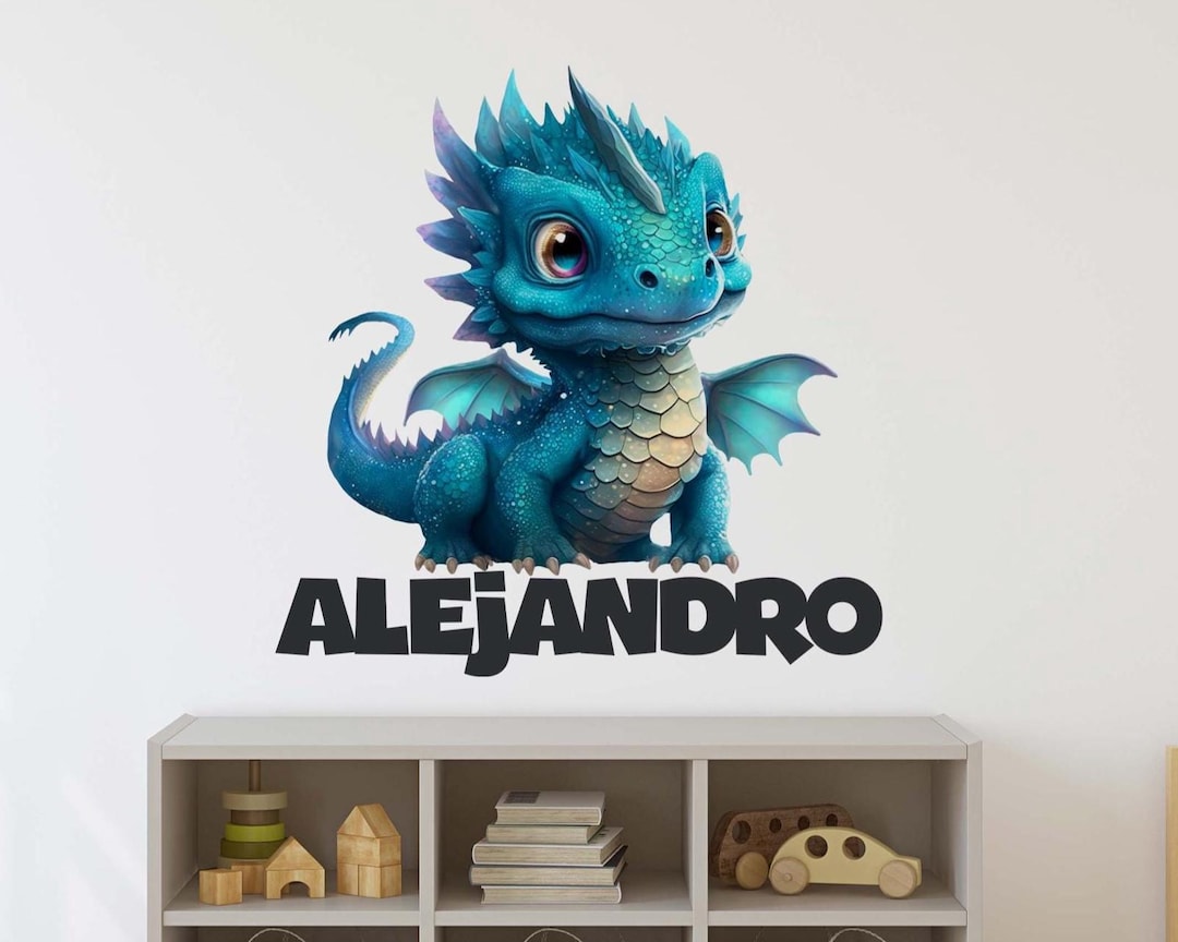 Dragon Nursery Wall Decal – Whimsical Kids Room Peel and Stick Mural ...