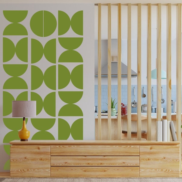 Vinilo decorativo de semicírculos geométricos: estilo retro de los años 70