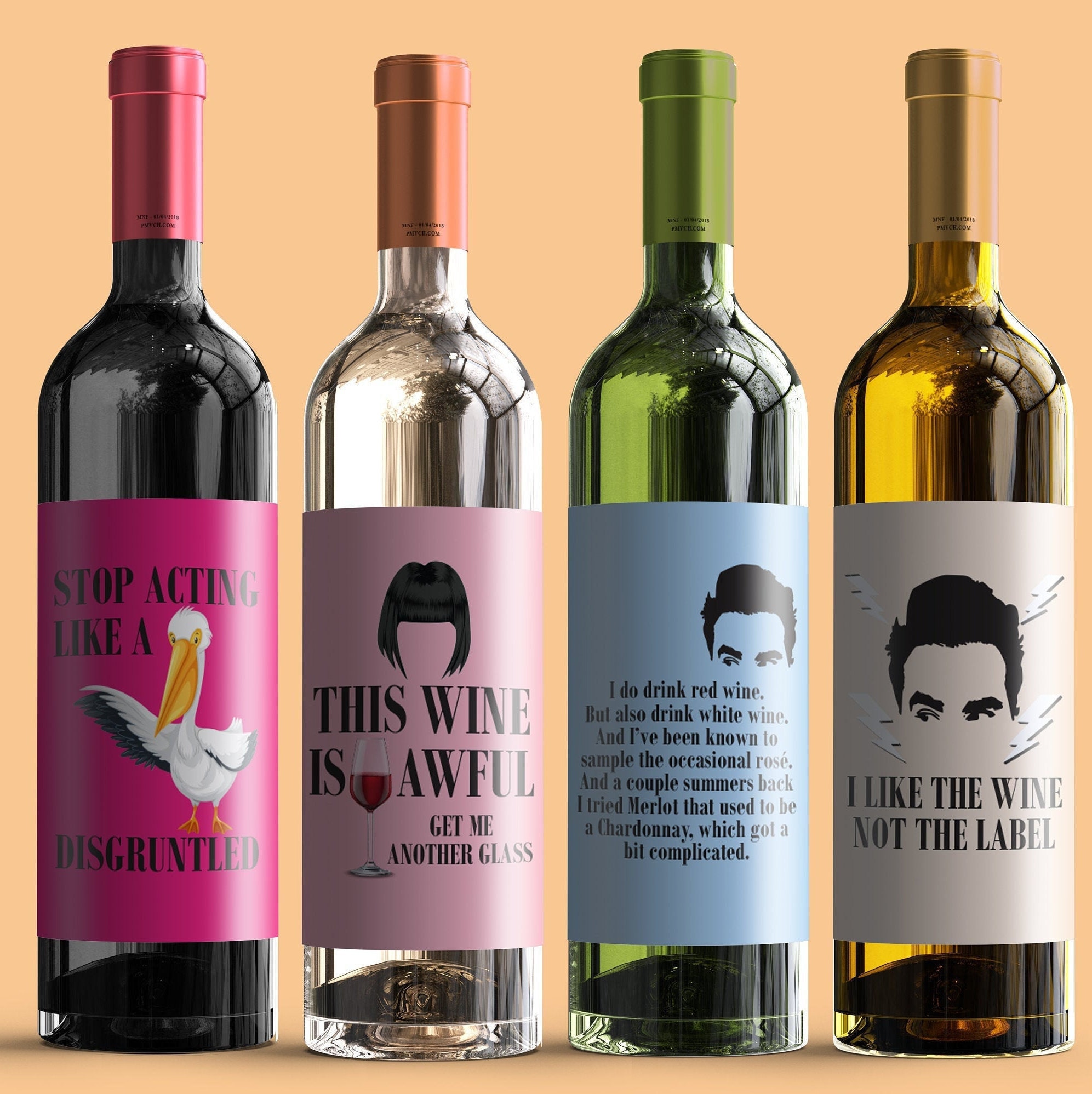 Family Set 4 David Label Alexi Moira Party Wine Labels - Etsy