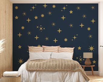 Starburst Vinyl Wall Decals: Mid Century Modern Starry Sky Decor