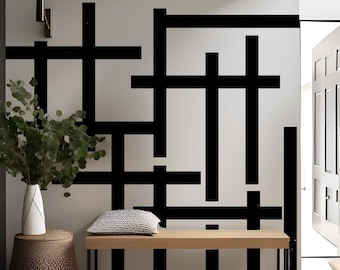 Geometric Line Wall Decal: Mid Century Modern Peel and Stick
