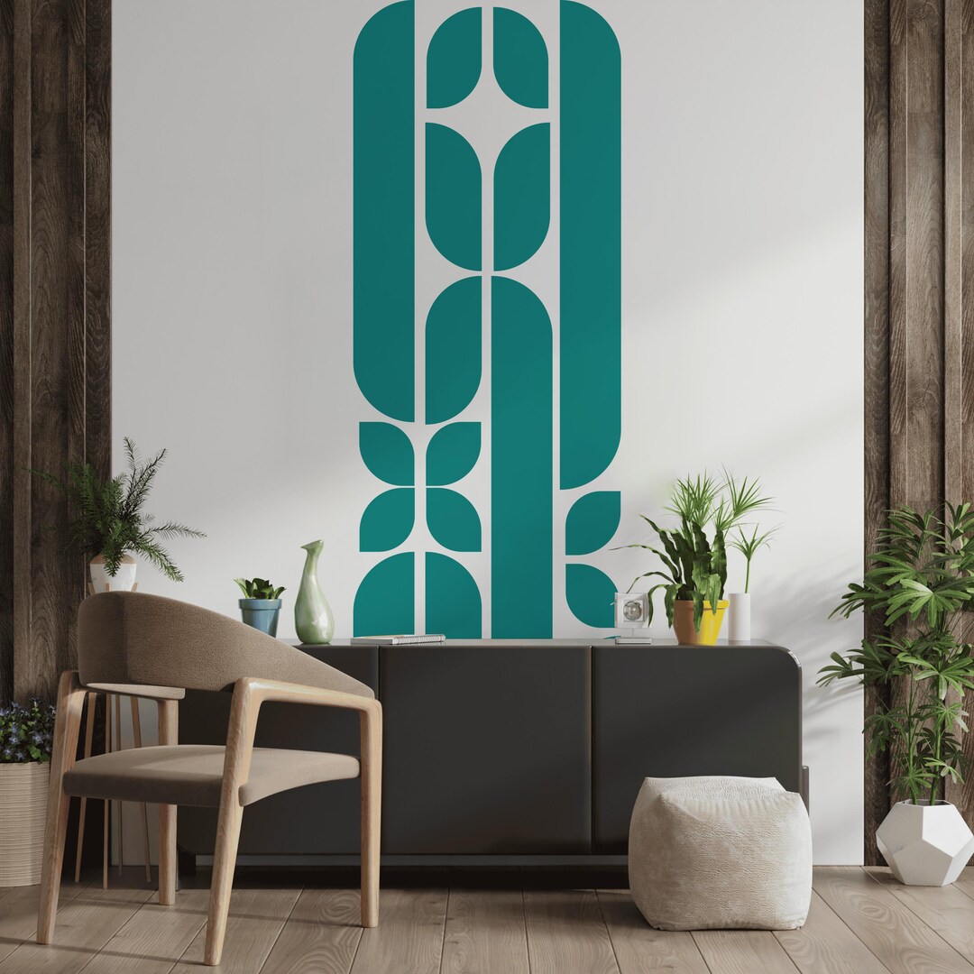 Geometric Wall Decal: Modern Curves, Minimalist Vinyl Sticker (22