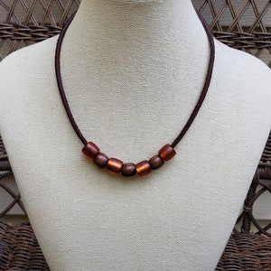 Leather cord necklace with large beads