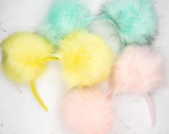 Pastel Grotto Fluffs | Handmade Fluffy Faux Fur Mouse Ears | Plush Headband