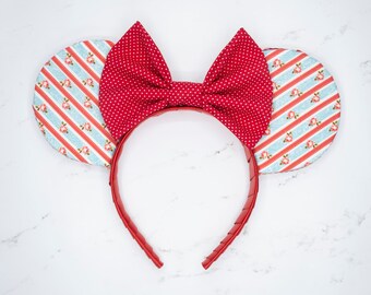 Strawberry Stripes | Handmade Mouse Ears Headband | Flower & Garden Festival