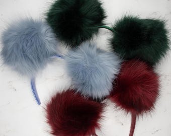 Muted Grotto Fluffs | Handmade Fluffy Faux Fur Mouse Ears | Plush Headband