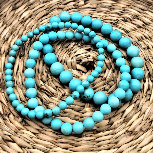 Bracelet pierre Howlite turquoise naturelle (perles de 4 mm ou 6 mm ou 8 mm). Homme, femme. Pierre fine véritable. Bracelet élastique