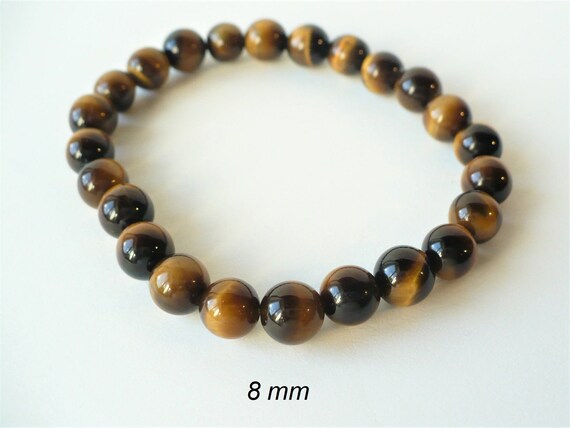 Genuine Tiger's Eye Bracelet, 4mm, 6mm, 8mm Beads. Men's
