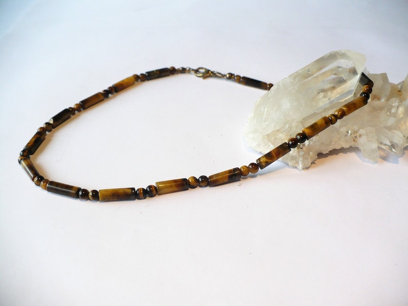 4mm gemstone gemstone semi-precious crew neck long opera necklace choker Necklace genuine Tiger/'s eye round beads tubes man woman