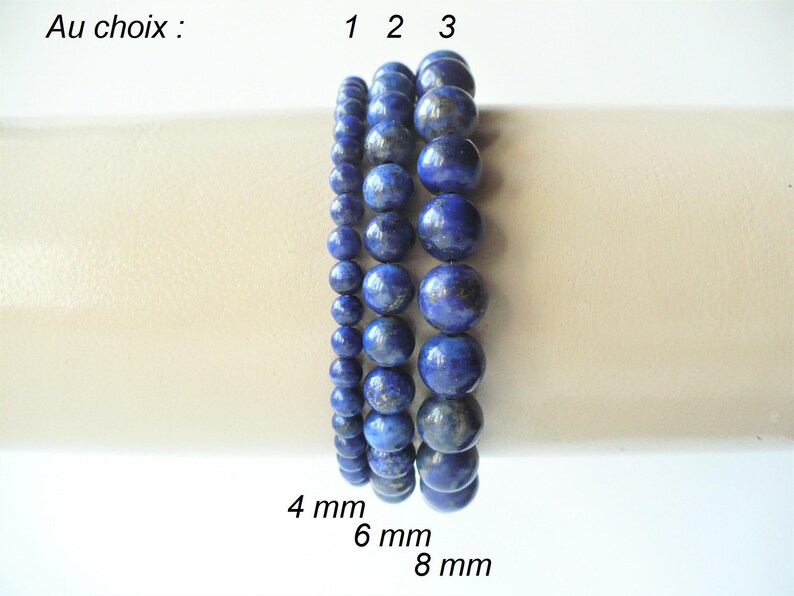 Bracelet 3 Rangs Lotus En Lapis Lazuli Naturel 5mm - Pierre Bleue, 50cm