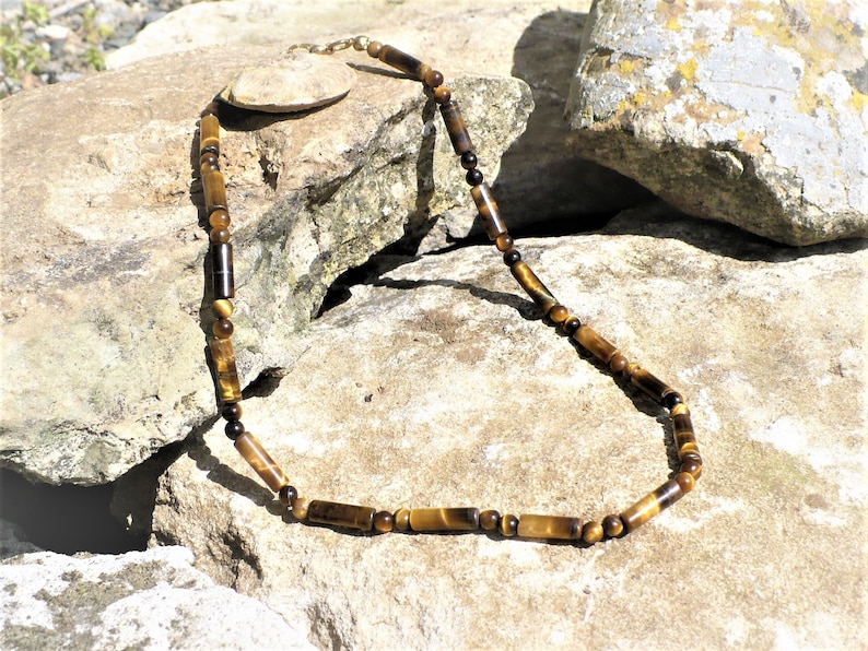 4mm gemstone gemstone semi-precious crew neck long opera necklace choker Necklace genuine Tiger/'s eye round beads tubes man woman