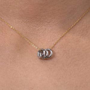 Connector Rings Pendant Necklaces Two Toned Mixed Metal Stainless Steel Gold and Silver Variety Jewelry Accessories Modern Elegant Simple