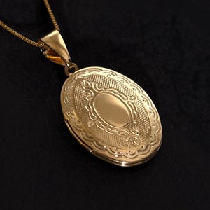 18K Gold Filled Locket Open Pendant Necklace: Vintage Antique Design Jewelry Accessories Gift Women