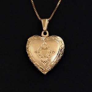 18K Gold Filled Heart Locket Pendant Necklace: Openable Jewelry Valentines Day Gift Women Modern