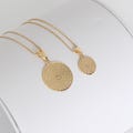 18K Gold Filled Lord's Prayer Text Medallion Pendant Necklace Coin Circle Religious Christian Catholic Pray Blessing Religion Jewelry Unisex