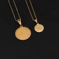 18K Gold Filled Lord's Prayer Our Father Medal Pendant Necklace: Medallion Circle Christian Catholic