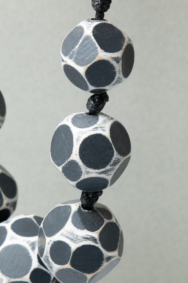 Hand-Painted Jewellery Hand-Painted Wooden Jewellery Cutaway Black Beads Necklace