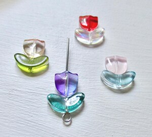 Perles En Verre Tulipe Mini - 16x11 Mm, 10 Grammes - Verre De Bohême - Pour Bijoux Et Créations