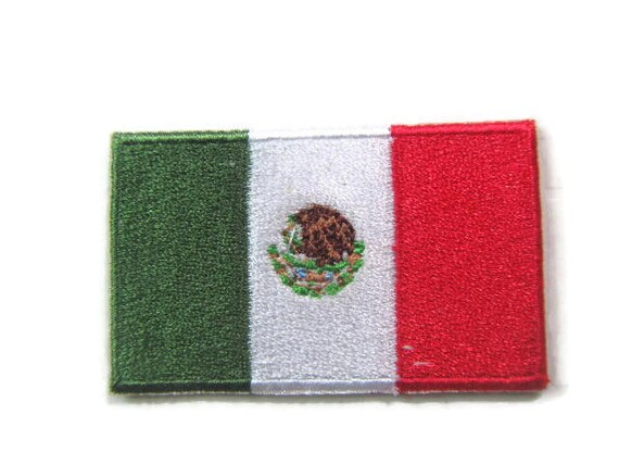 MEXICO FLAG w//BLACK BORDER 3/" x 2/" Mexican National Flag//Iron On Patch Applique