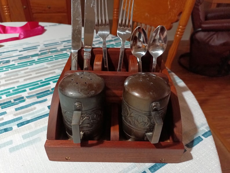 Rustic Walnut Table Caddy / Organizer image 4