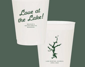 Love at the Lake Custom Frosted Cups, Personalized, Bachelorette, Holiday, Party | 16 oz