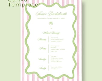 Palm Beach Bachelorette Editable Canva Itinerary