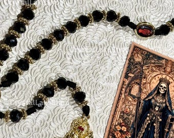 Santa Muerte- Rosario- Black & Gold