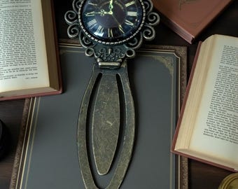 Marcapáginas con forma de reloj steampunk – Regalo de latón con forma de reloj para lectores