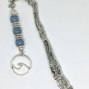 Metal Dolphin Wave Gemstone Bookmark