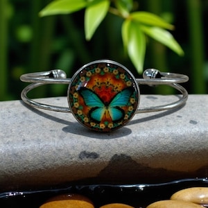Regenbogen Schmetterling Manschette - Vintage Style Boho Armband