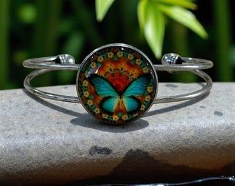 Rainbow Butterfly Cuff – Vintage Style Boho Bracelet
