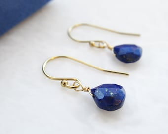 Lapis Lazuli Earrings, Lapis Lazuli Gemstone Earrings, Heart Drop Earrings, Earrings for Her