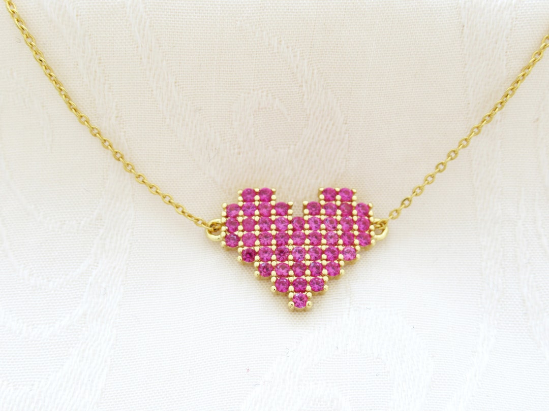 [Margesherwood] / ☆ PIXEL HEART NECKLACE / pink PIXEL HEART NECKLACE_pink - MARGESHERWOOD