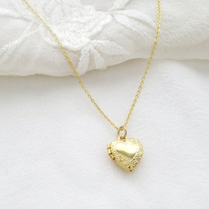 Gold heart locket necklace, heart necklace, little heart necklace, heart pendant, junior bridesmaid gift