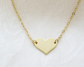 Simple gold heart necklace, Gold heart necklace, love necklace, Valentine's Day Necklace, Mother's Day Necklace