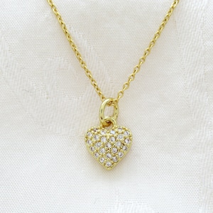 Dainty Gold Heart Necklace, CZ heart pendant, cubic zirconia heart necklace, gold heart necklace, Bridesmaid necklace