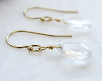 Boucles d’oreilles en quartz cristal naturel, boucles d’oreilles en pierre précieuse en quartz clair, boucles d’oreilles en quartz, boucles d’oreilles pour elle