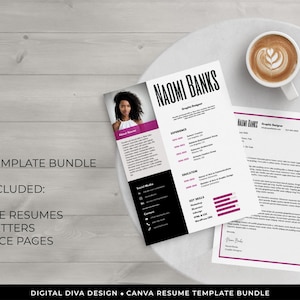 Canva Resume Template Bundle for Freelancers, Creatives, Designers, Cover Letter, References