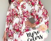 SALE Bridesmaid Robes, Bridesmaid GIFT, Cotton Floral Robes, Set of 4, 5 ,6, 7, 8, 9, 10, 11, 12, Bridal Party Robes, Getting Ready Robes