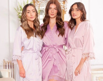 Bridesmaids Gifts Robes Set | Bridesmaid Robes | Bridal Robe | Gifts for Mom | Wedding Party Gift | Maid of Honor Gifts | Lace Robes