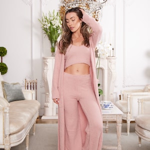 MATCHING Cardigan // Fuzzy Robe // Cozy Lounge Robe // Cute Loungewear // Sweatsuit / Matching Set Available // CARDIGAN Rose