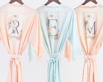 Bridesmaid Gift | Bridesmaid Robe | Bridesmaid Proposal | Bridal Robe | Bride Robe | Satin Silk LACE Robe | Bridal Party Robes | GIFTS