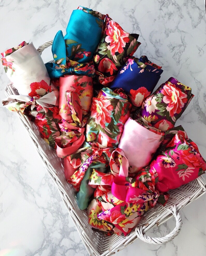 BRIDESMAID ROBES Satin Floral Robe Wedding Gifts Set of 2 Etsy