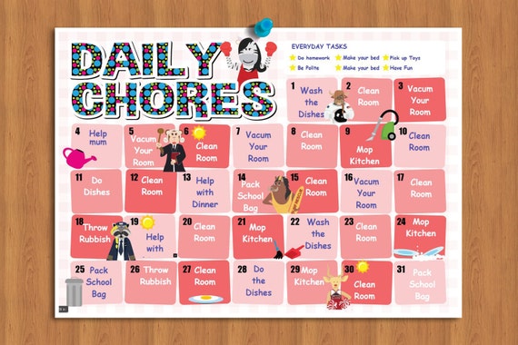 Monthly Chore Chart For Kids