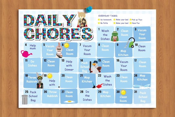Kids Reward Chart Chore Chart Kids Kids Daily Chores Kids Etsy