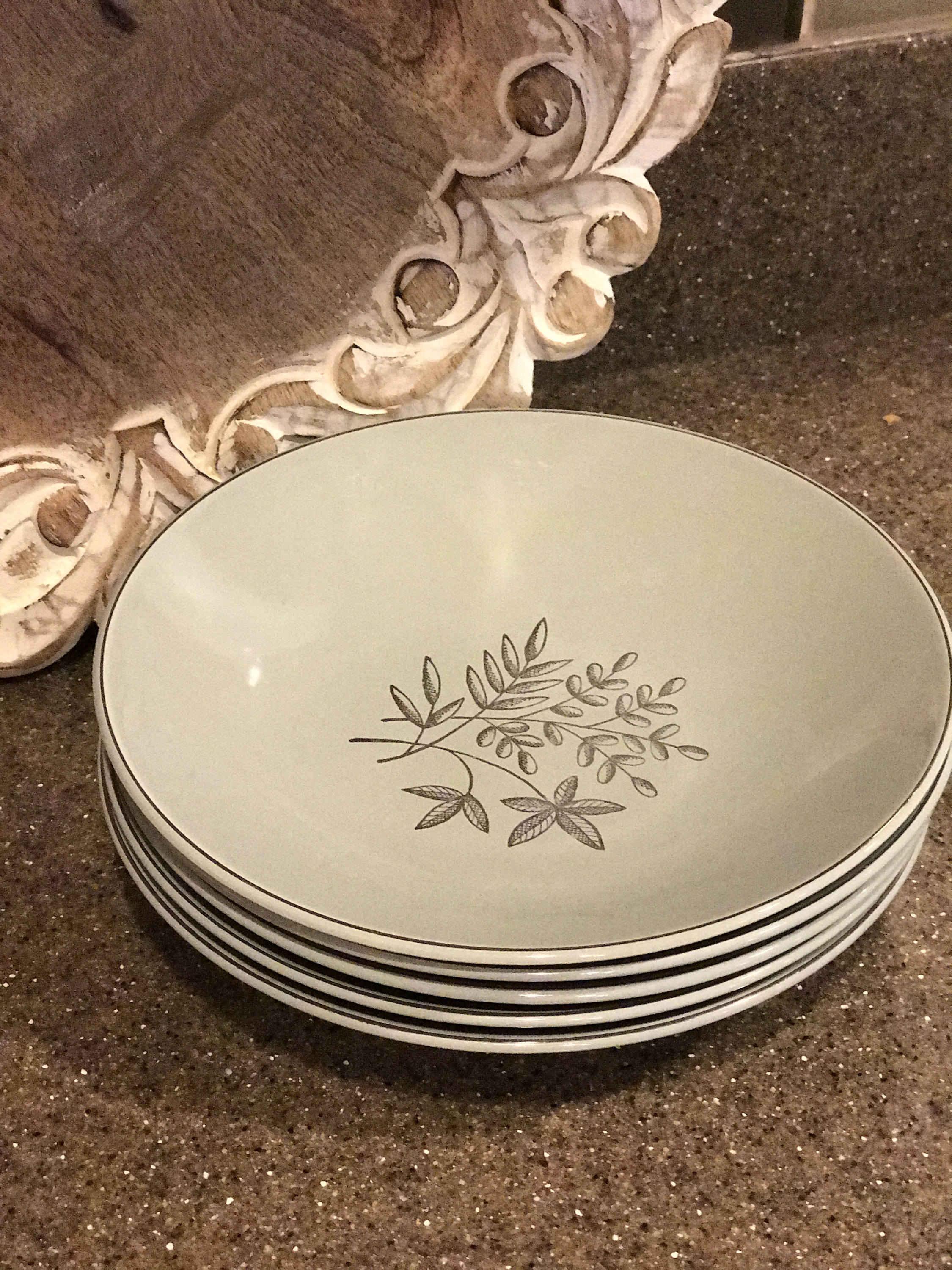 Vintage Grey Soup Salad Bowls Silver Multi Leaf Design Set Etsy
