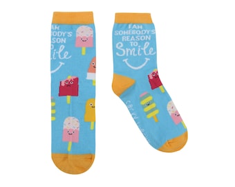 Chaussettes en coton funky pour enfants | Motif crème glacée, conçu au Royaume-Uni