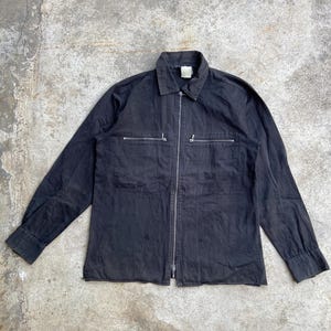 Agnes b Paris - Veste de travail en toile noire - Manteau de corvée à plusieurs fermetures à glissière