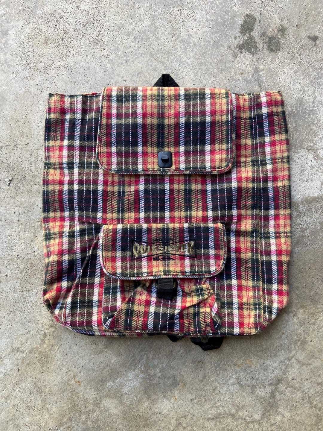 Vintage 90s Quiksilver Plaid Backpack – Grunge Surf Style Rucksack ...