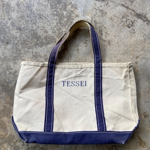 Vintage L.L. Bean Boat Tote Bag – Medium, Blue, Made in USA, Tessei Embroidery